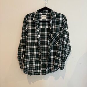 Abercrombie & Fitch Dark Green Plaid Shirt Soft Collection Womens Medium Cozy